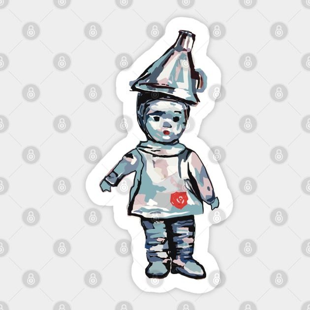 Cute little Tin Man from The Wizard of Oz Sticker by Peaceful Pigments